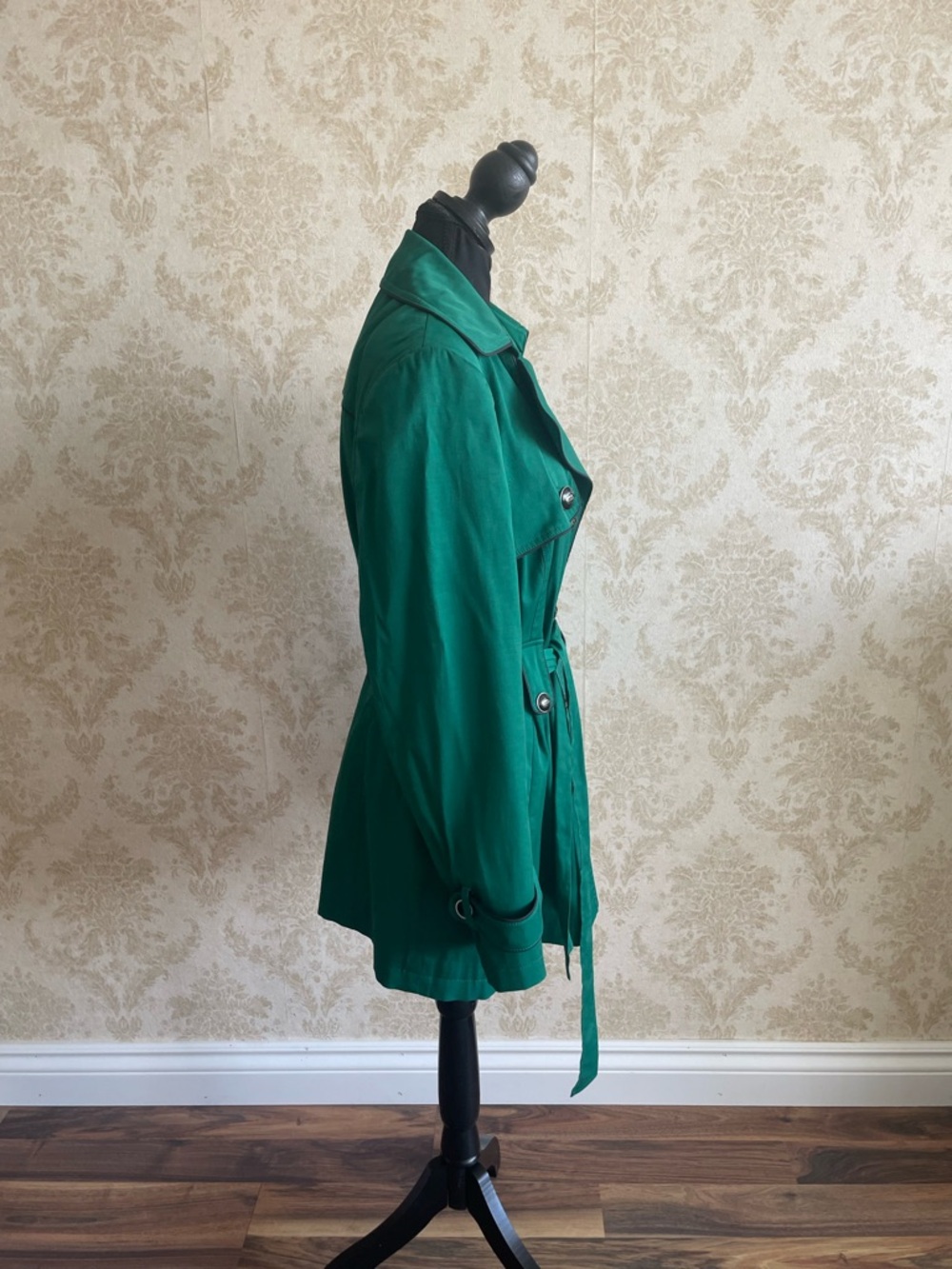 Cleo Emerald Green Belted Trench Coat - Picture 3 of 10